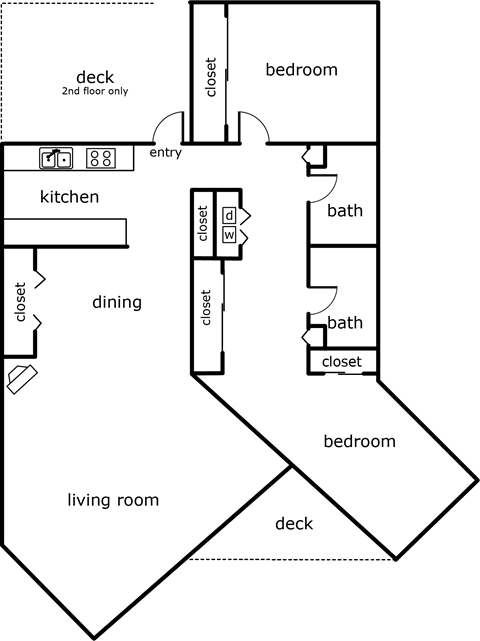 a floor plan of a green house with a kitchen and a living room